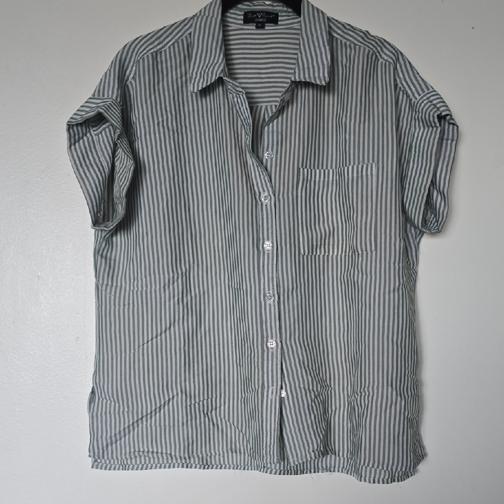 Velvet Heart Gray Striped Men's Casual Shirt